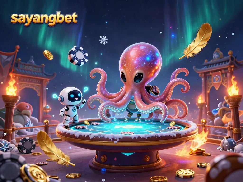 Engage with sayangbet's exciting alien-themed online poker table featuring vibrant characters and dynamic elements.