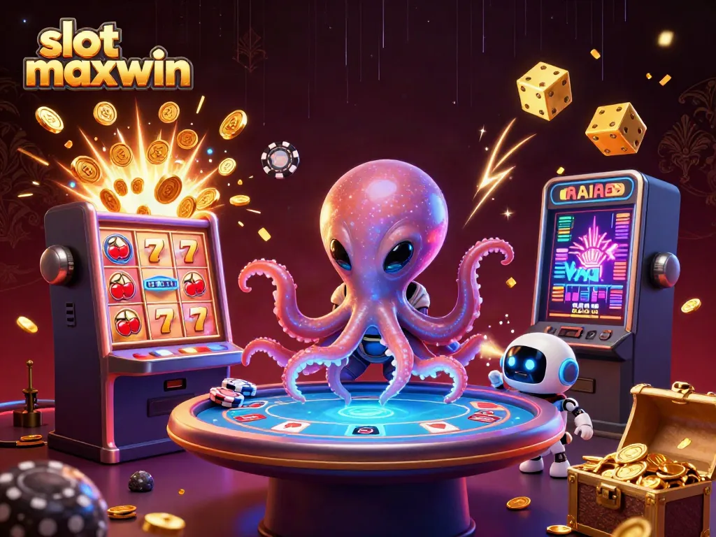 Experience slot maxwin in an ultra-detailed 3D scene with vibrant casino elements and exciting characters.