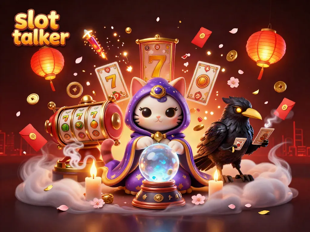 Engaging "slot talker" illustration showcasing a vibrant casino environment with mystical characters and dynamic gaming elements.