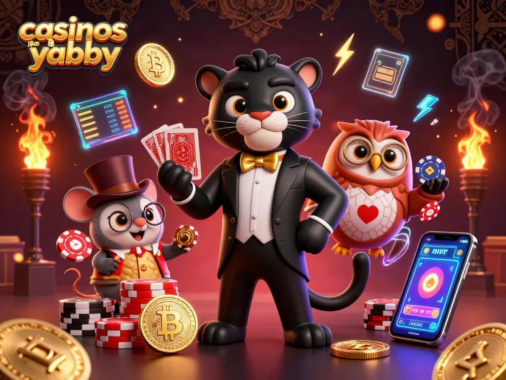 Experience vibrant gaming with casinos like yabby in this lively 3D illustration.